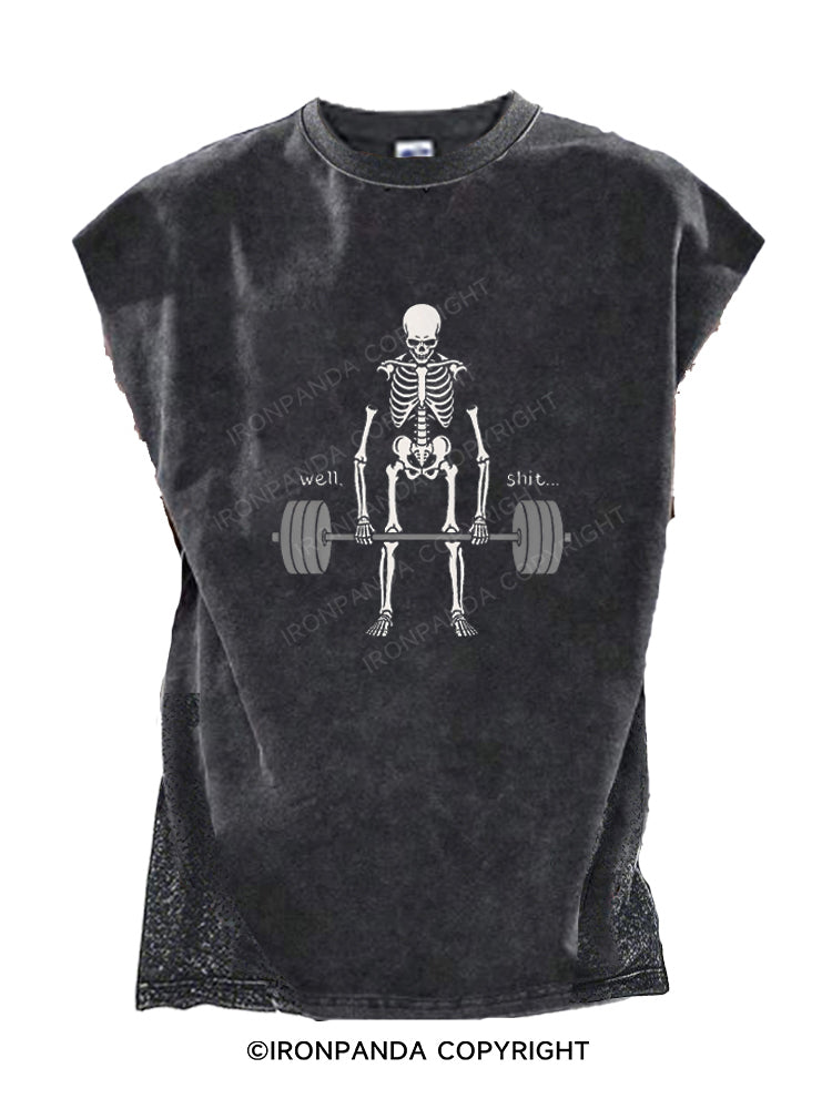 Well Shit Gym Skeleton Weightlifting Cut Off Tank
