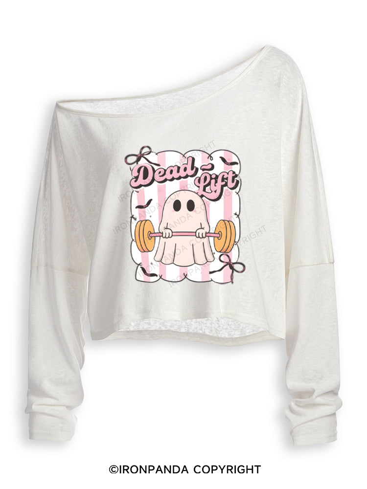 Cute Ghost Lifting Off Shoulder Long Sleeve Crop Top