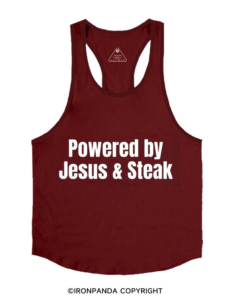 Powered By Jesus and Steak Stringer Gym Vest