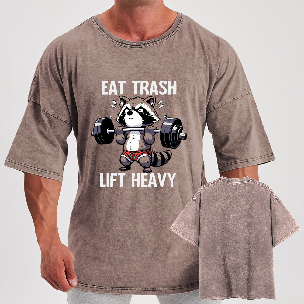 Eat Trash Lift Heavy Washed Gym Shirt