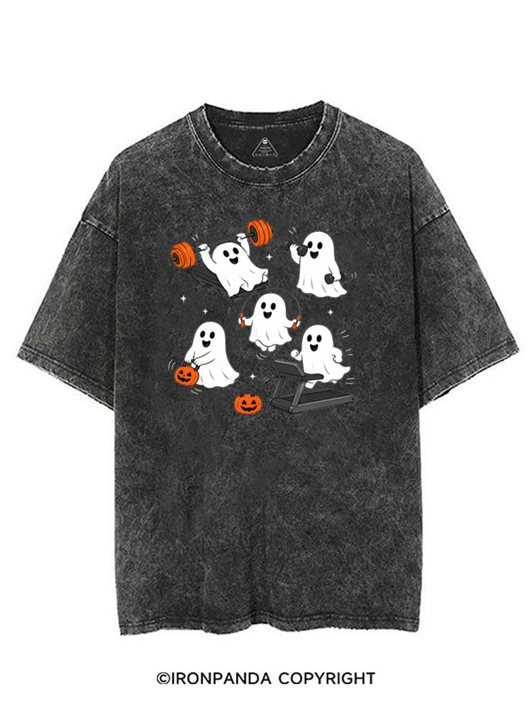 GHOST HALLOWEEN WORKOUT FITNESS VINTAGE GYM SHIRT