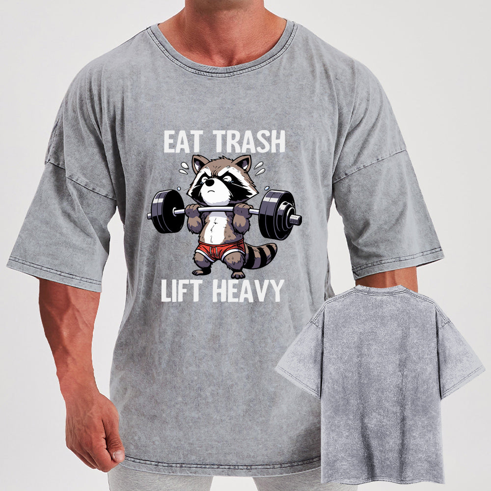 Eat Trash Lift Heavy Washed Gym Shirt