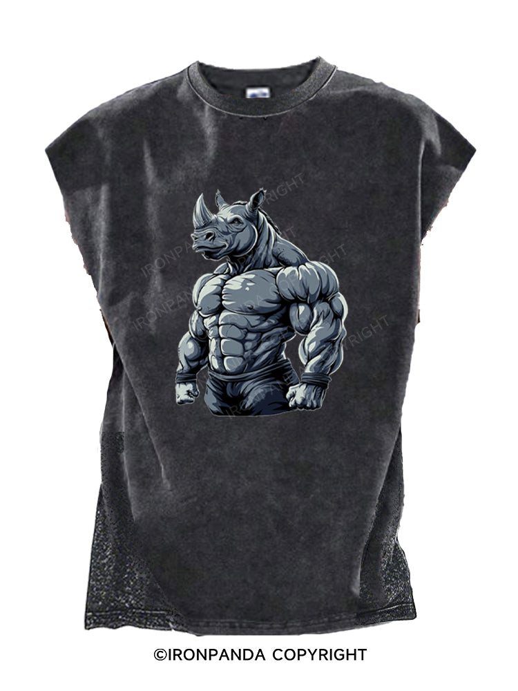 Muscular Rhino Bodybuilder Cut Off Tank