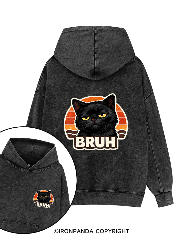 BRUH Printed Washed Gym Hoodie