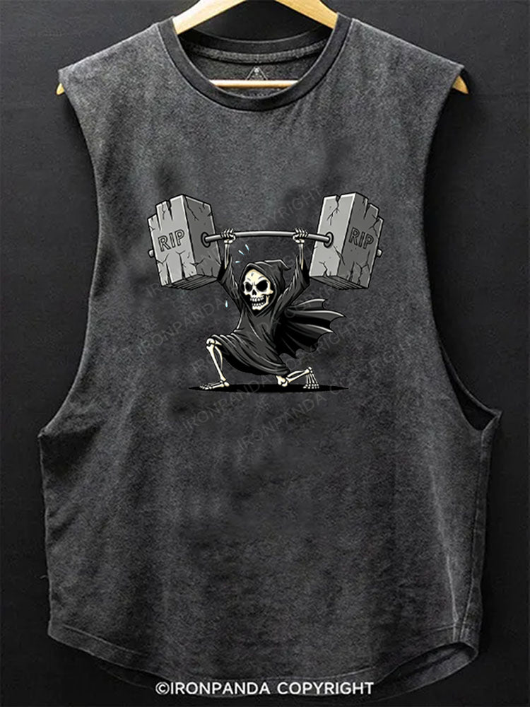 Gym Reaper Skeleton Dark Humor Scoop Bottom Cotton Tank