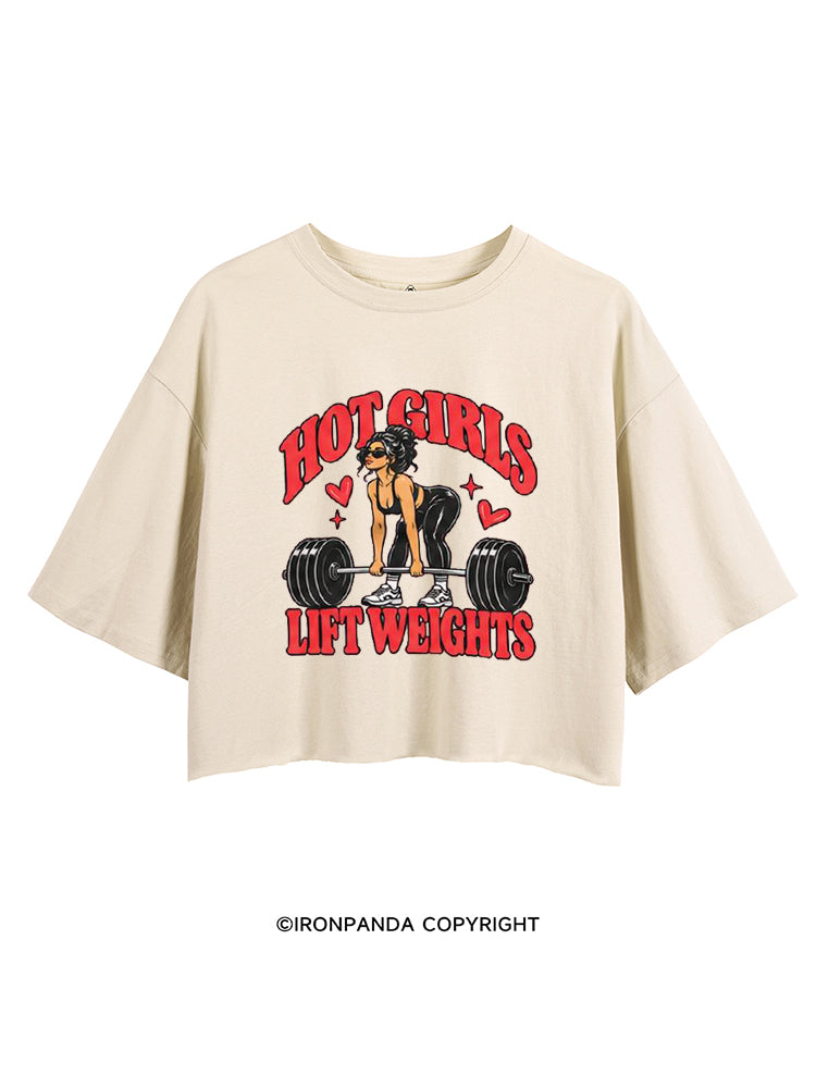 Hot Girls Lift Weights Vintage Gym Girl CROP TOPS