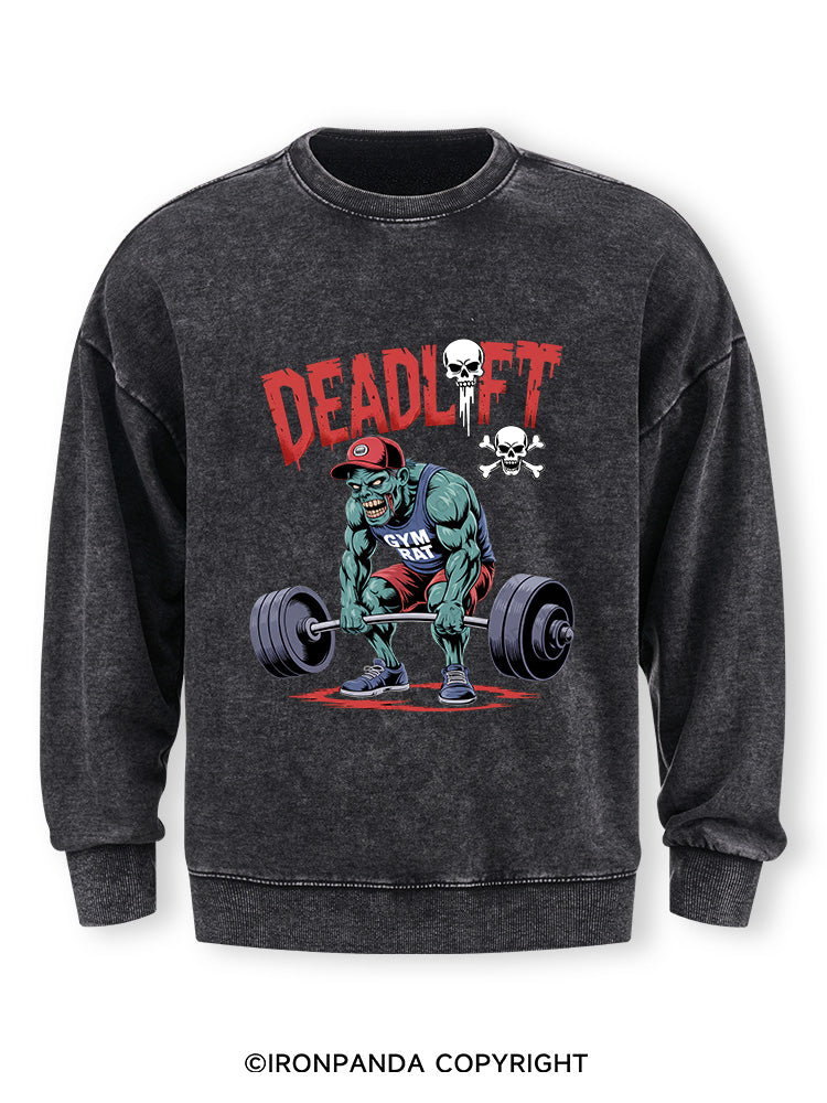 Zombie Funny Deadlift Washed Sweatshirt
