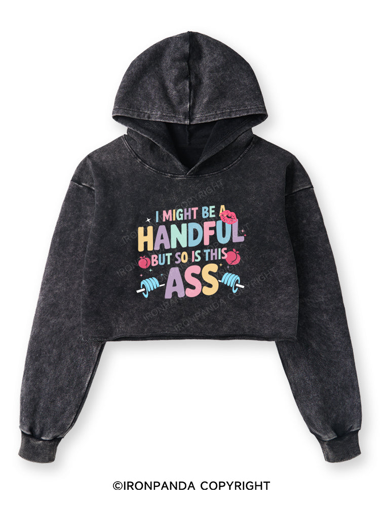 I MIGHT BE A HANDFUL BUT SO IS THIS ASS Washed Crop Hoodie