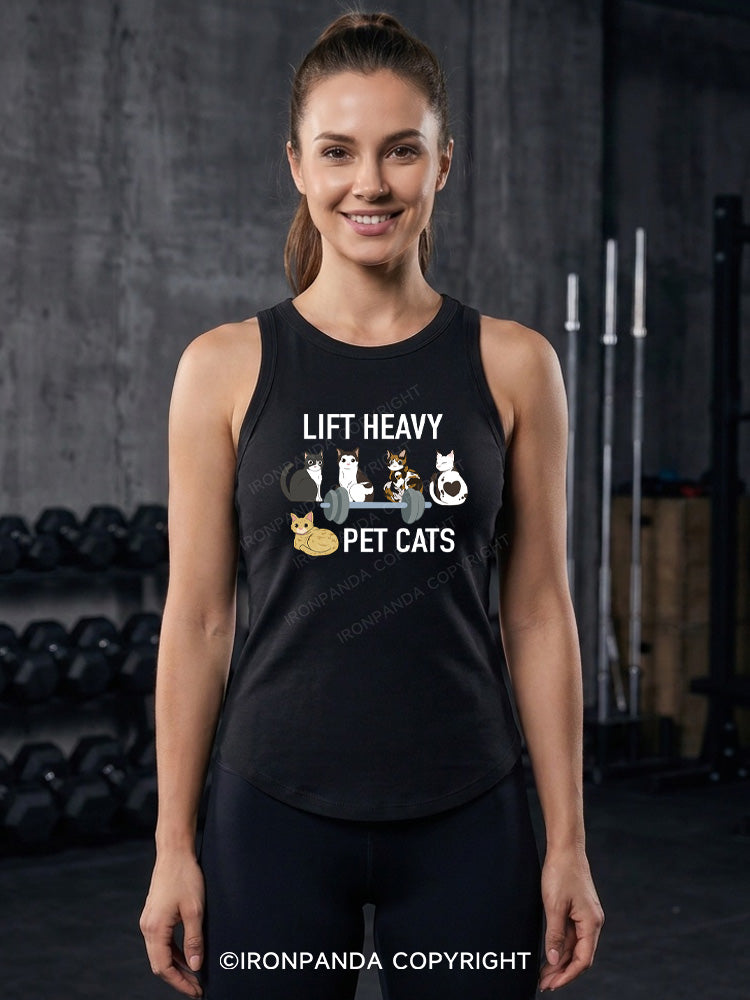 LIFT HEAVY PET CATS Fitted Tank Top