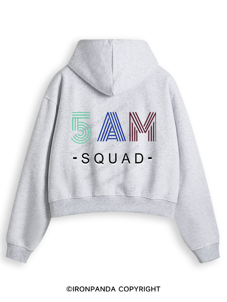5 AM SQUAD Fleece Crop Zip Up Hoodie