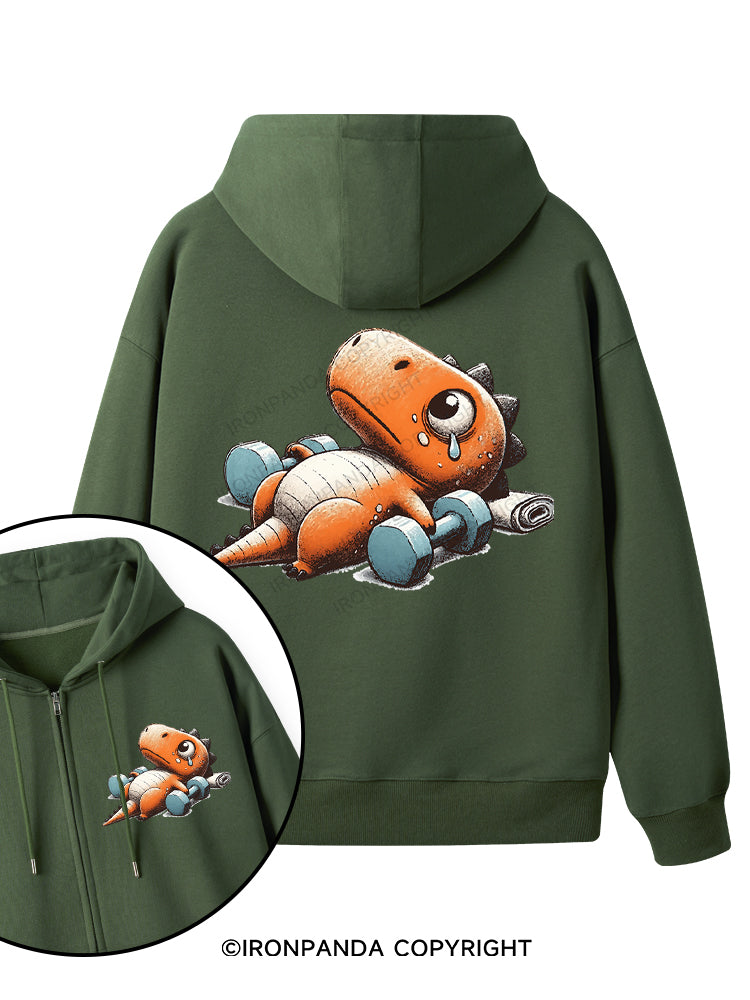 Dino-Sore After Workout Double-Sided Printed Fleece Zip Up Hoodie