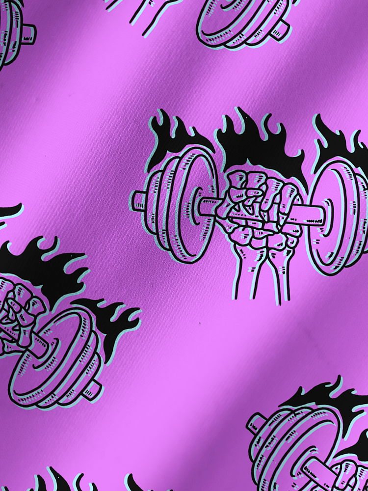 Flame Barbell Printed Yoga Shorts