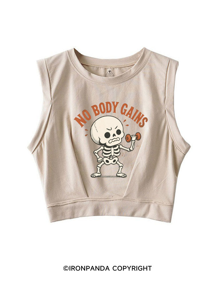 NO BODY GAINS SKELETON SLEEVELESS CROP TOPS