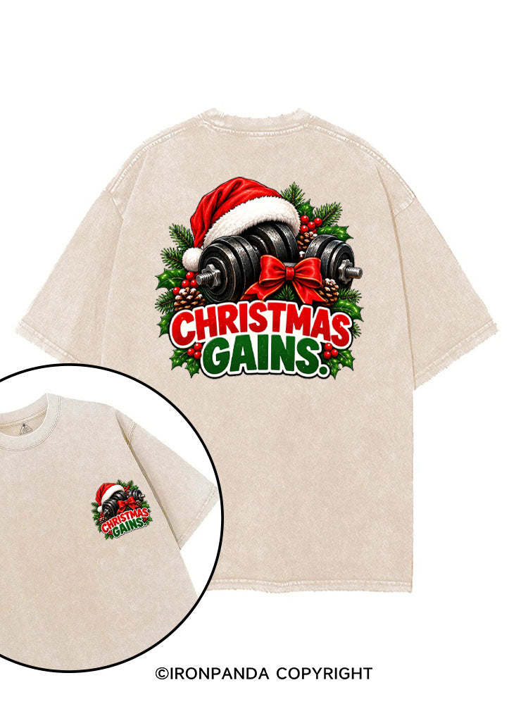 CHRISTMAS GAINS MERRY LIFTMAS printed Gym Shirt