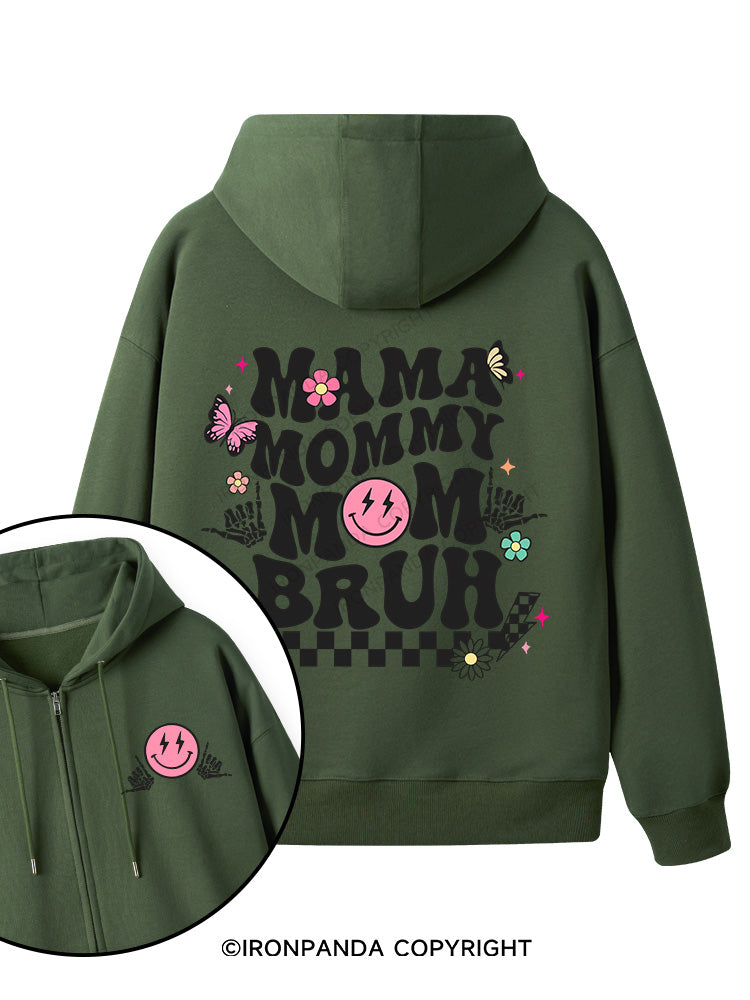 Mama Mommy Mom Bruh Double-Sided Printed Fleece Zip Up Hoodie