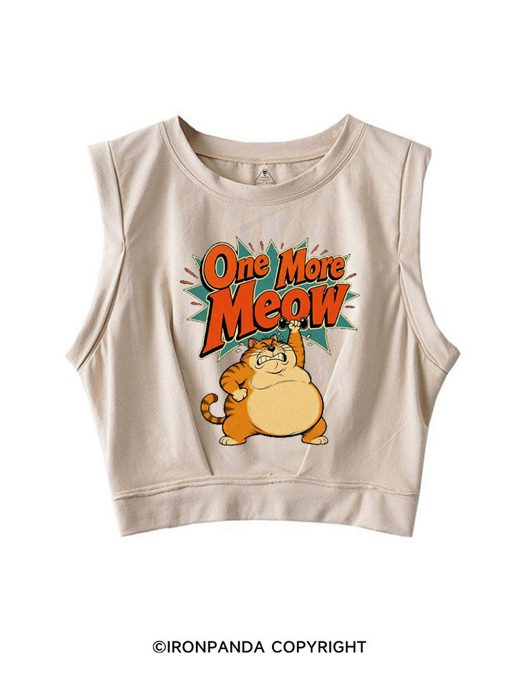 ONE MORE MEOW STRONG FAT CAT SLEEVELESS CROP TOPS