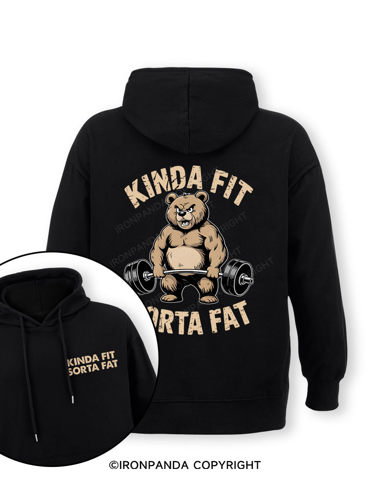 KINDA FIT SORTA FAT BEAR WEIGHTLIFTING Double-Sided Printed Classic Gym Hoodie