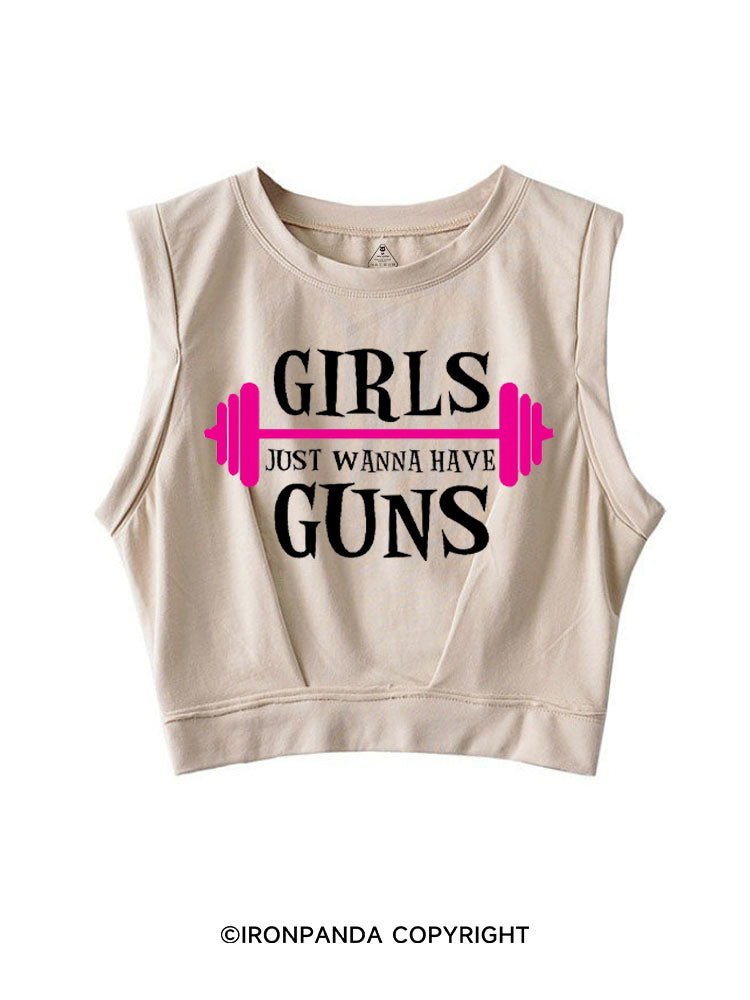 girls just wanna have guns girls bodybuilding SLEEVELESS CROP TOPS