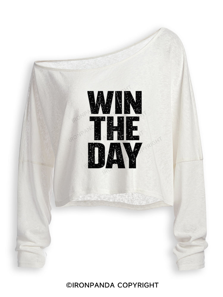 WIN THE DAY Off Shoulder Long Sleeve Crop Top