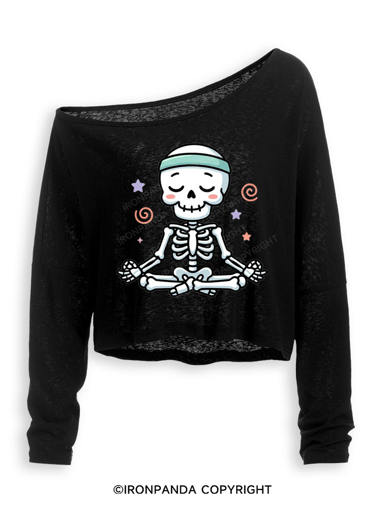MINDFUL BONES Off Shoulder Long Sleeve Crop Top