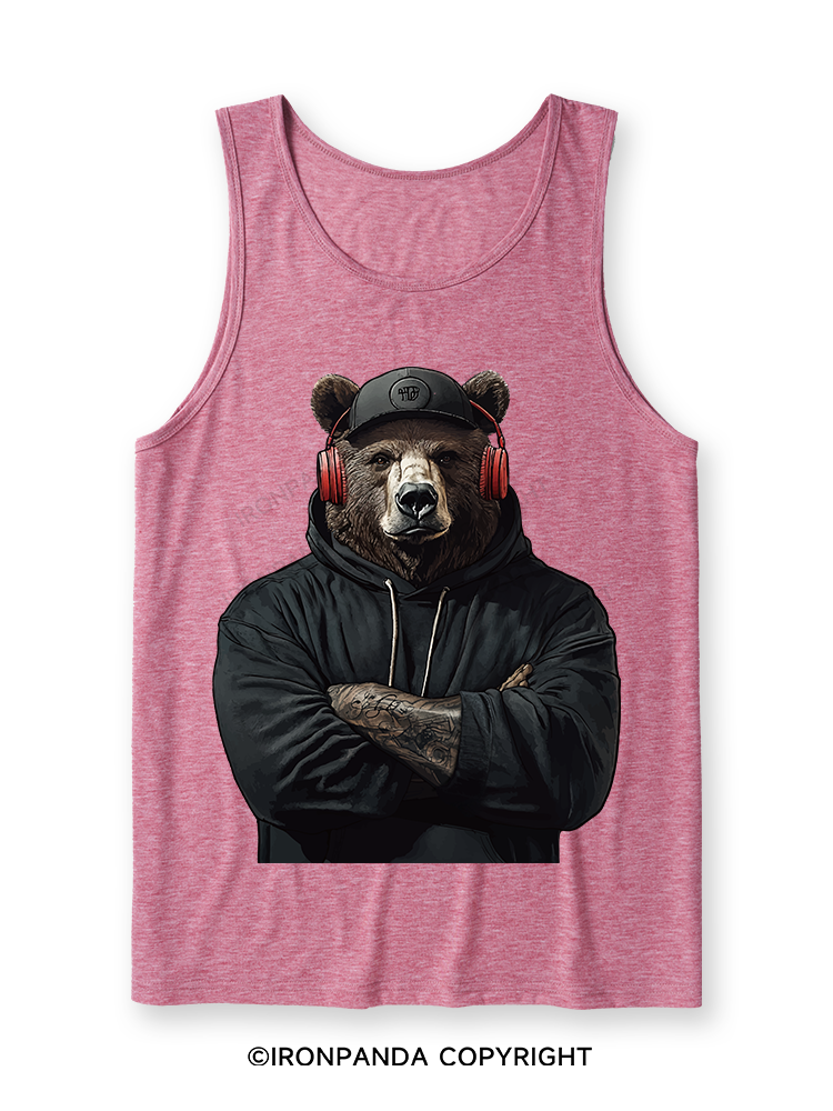 Bear with headphones Ultra Soft Heather Tank