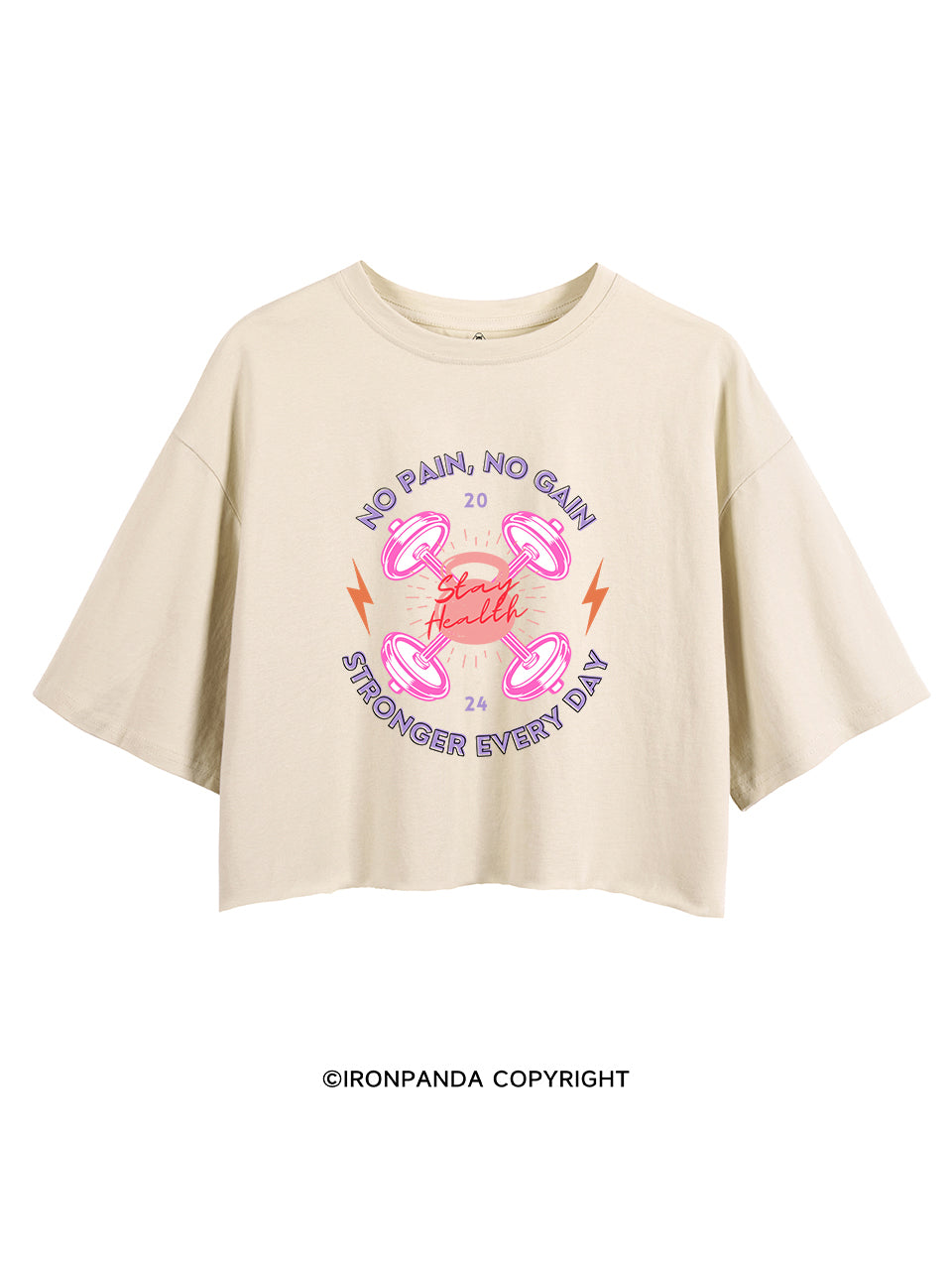 NO PAIN NO GAIN STRONGER EVERY DAY CROP TOPS