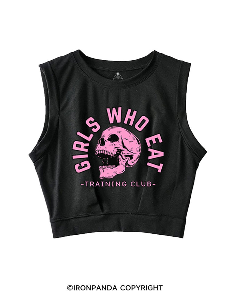 Girls Who Eat Skeleton Weightlifting SLEEVELESS CROP TOPS