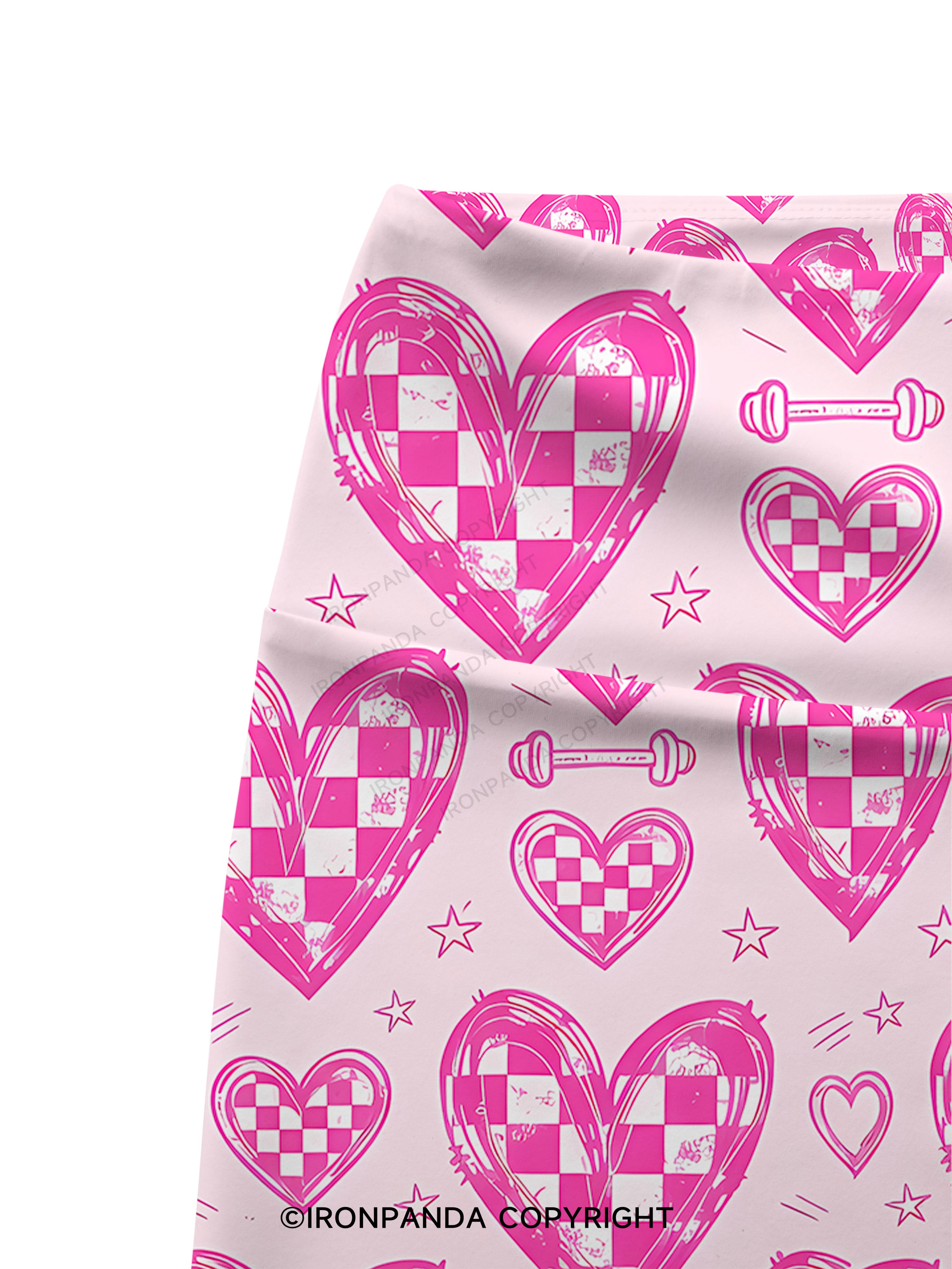 Check Heart Gym Printed Yoga Cycling Shorts