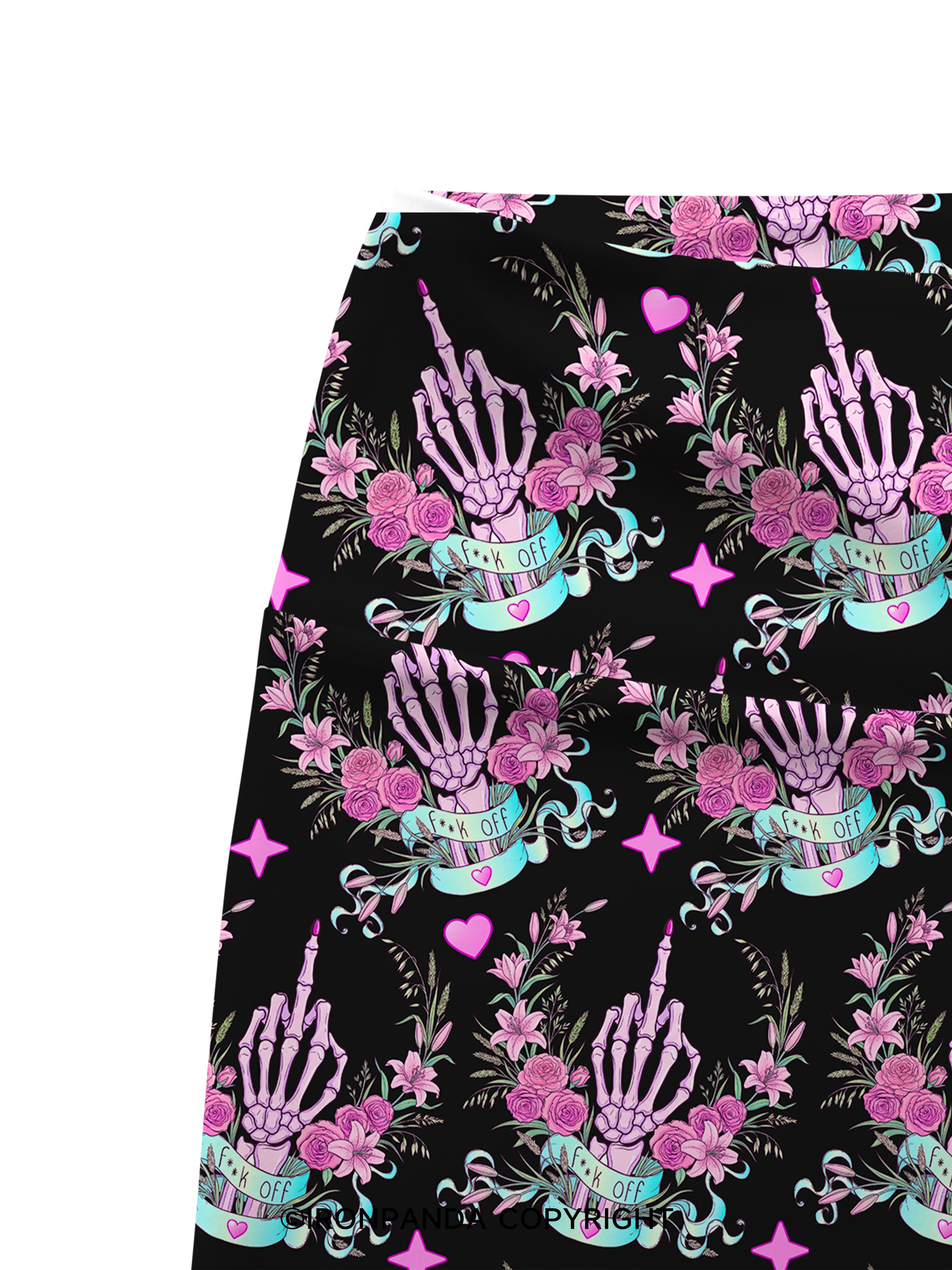 fuck off  Printed Yoga Cycling Shorts