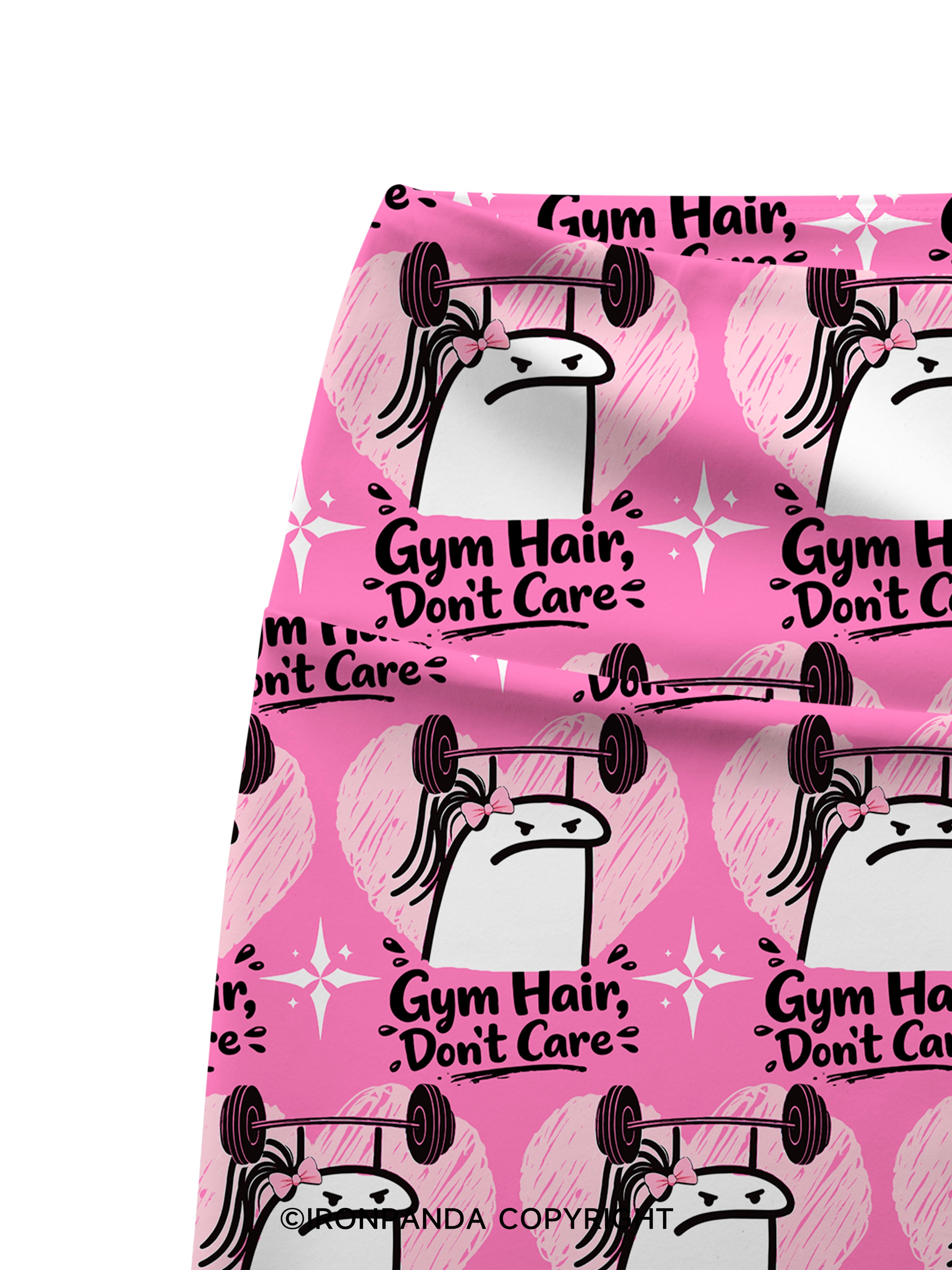 Gym Hair Don't Care Printed Yoga Cycling Shorts