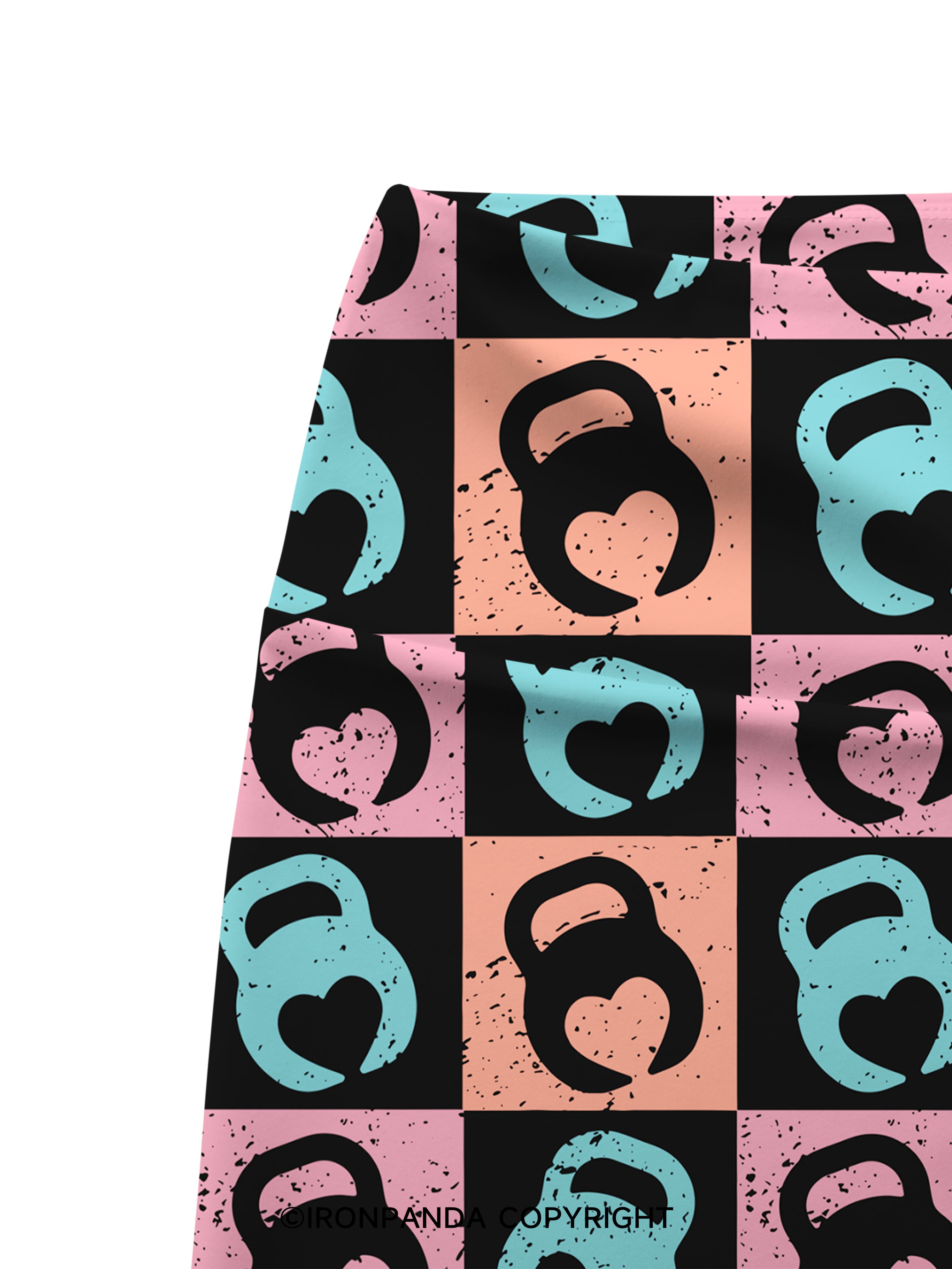 COLORS KETTLEBELL HEART Printed Yoga Cycling Shorts