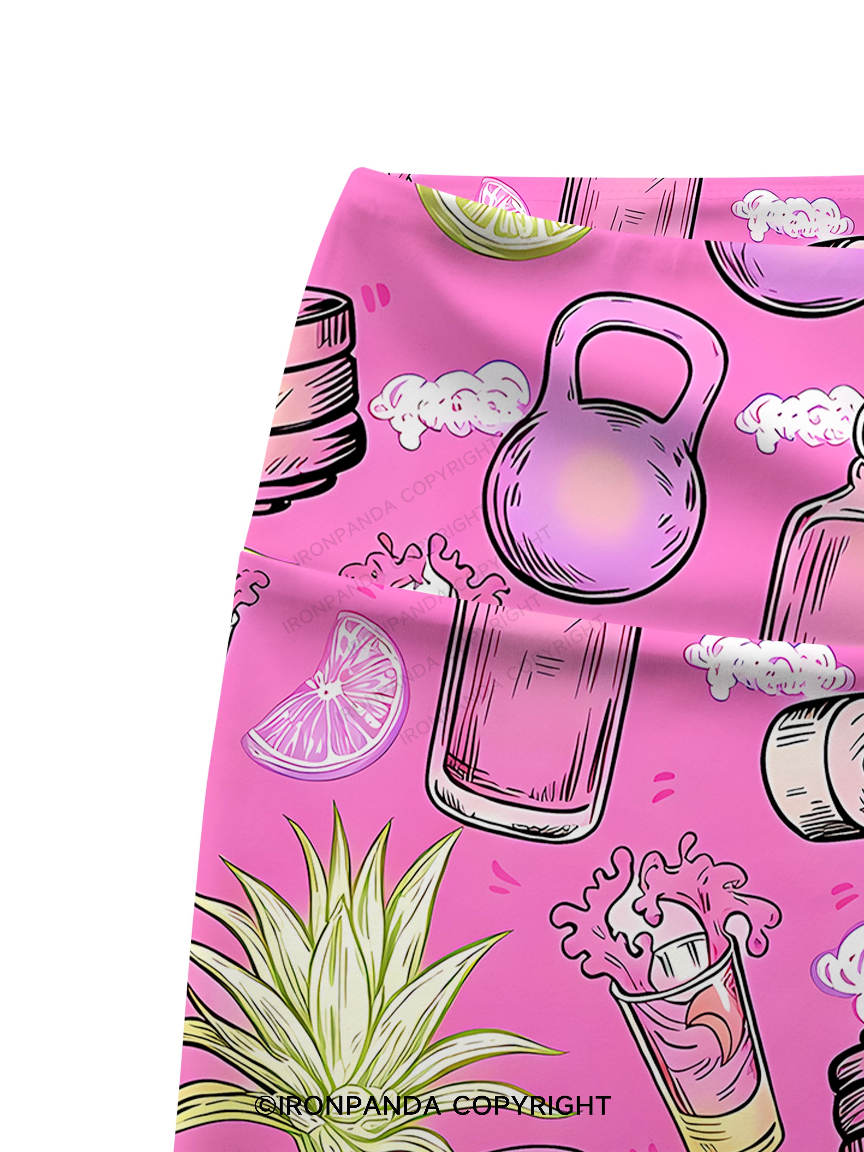 Pink Margarita Printed Yoga Cycling Shorts