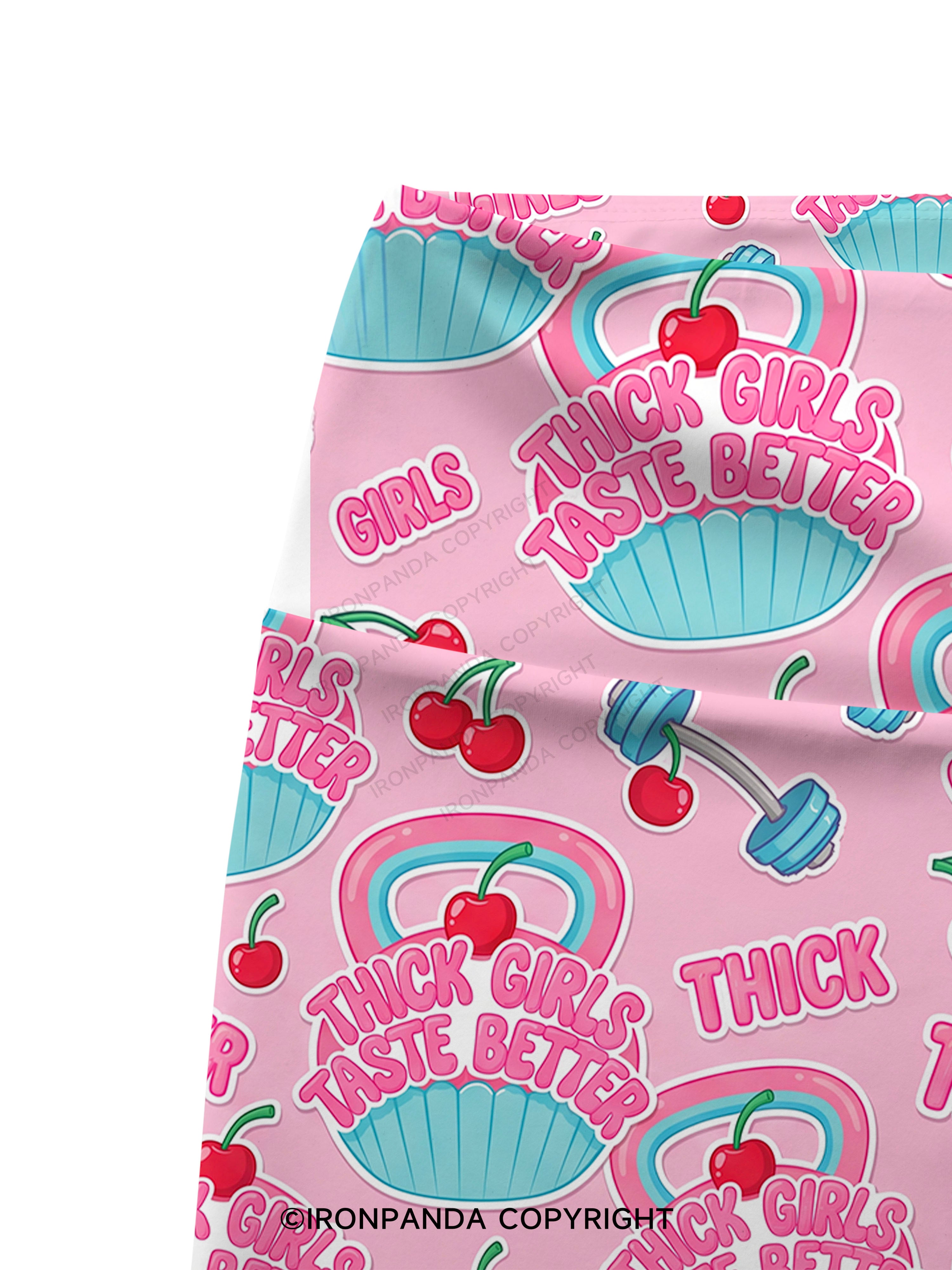 THICK GIRLS TASTE BETTER Printed Yoga Cycling Shorts