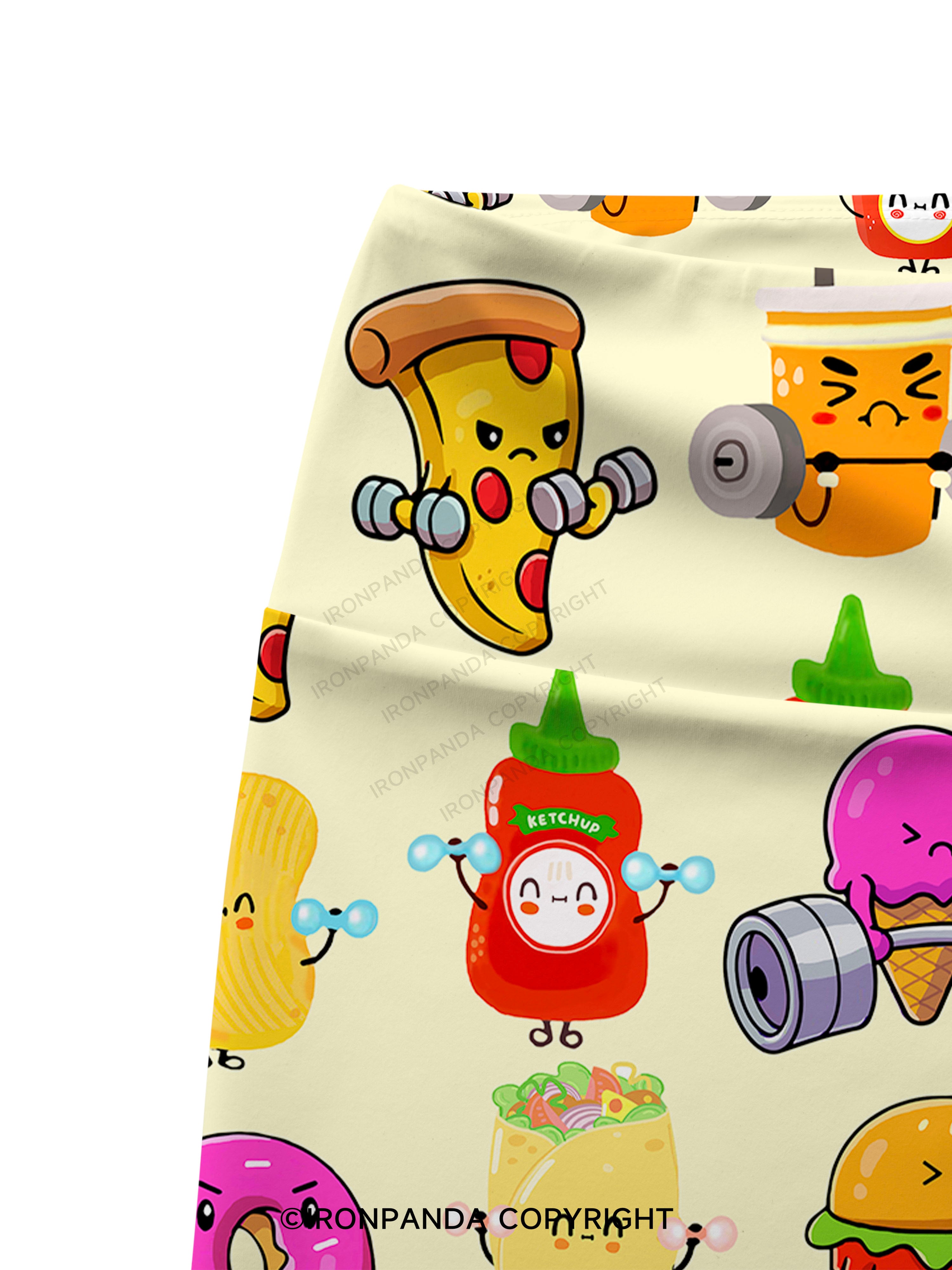 Fast Food Lifting Printed Yoga Cycling Shorts