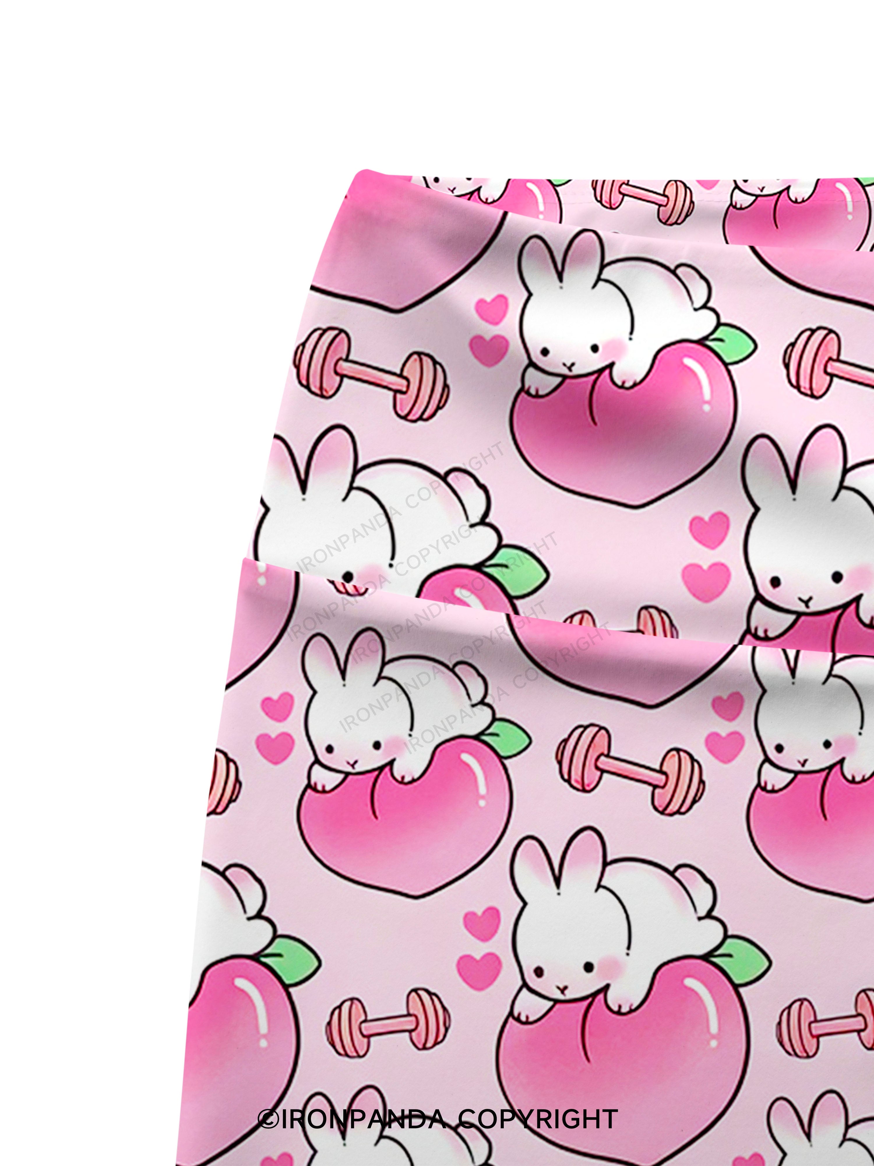 Peach Bunny Gym Printed Yoga Cycling Shorts