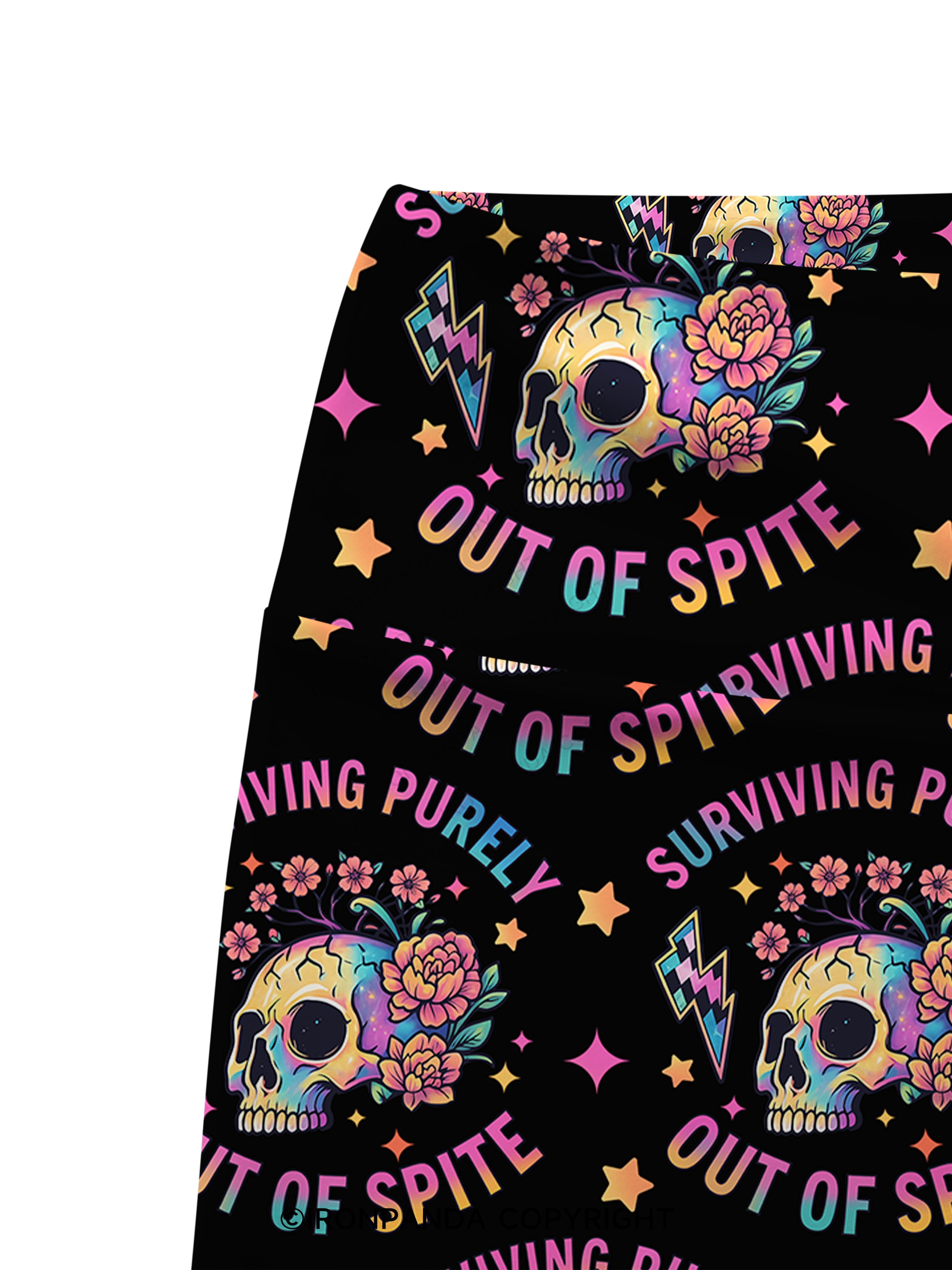 SURVIVING PURELY OUT OF SPITE SKELETON Printed Yoga Cycling Shorts