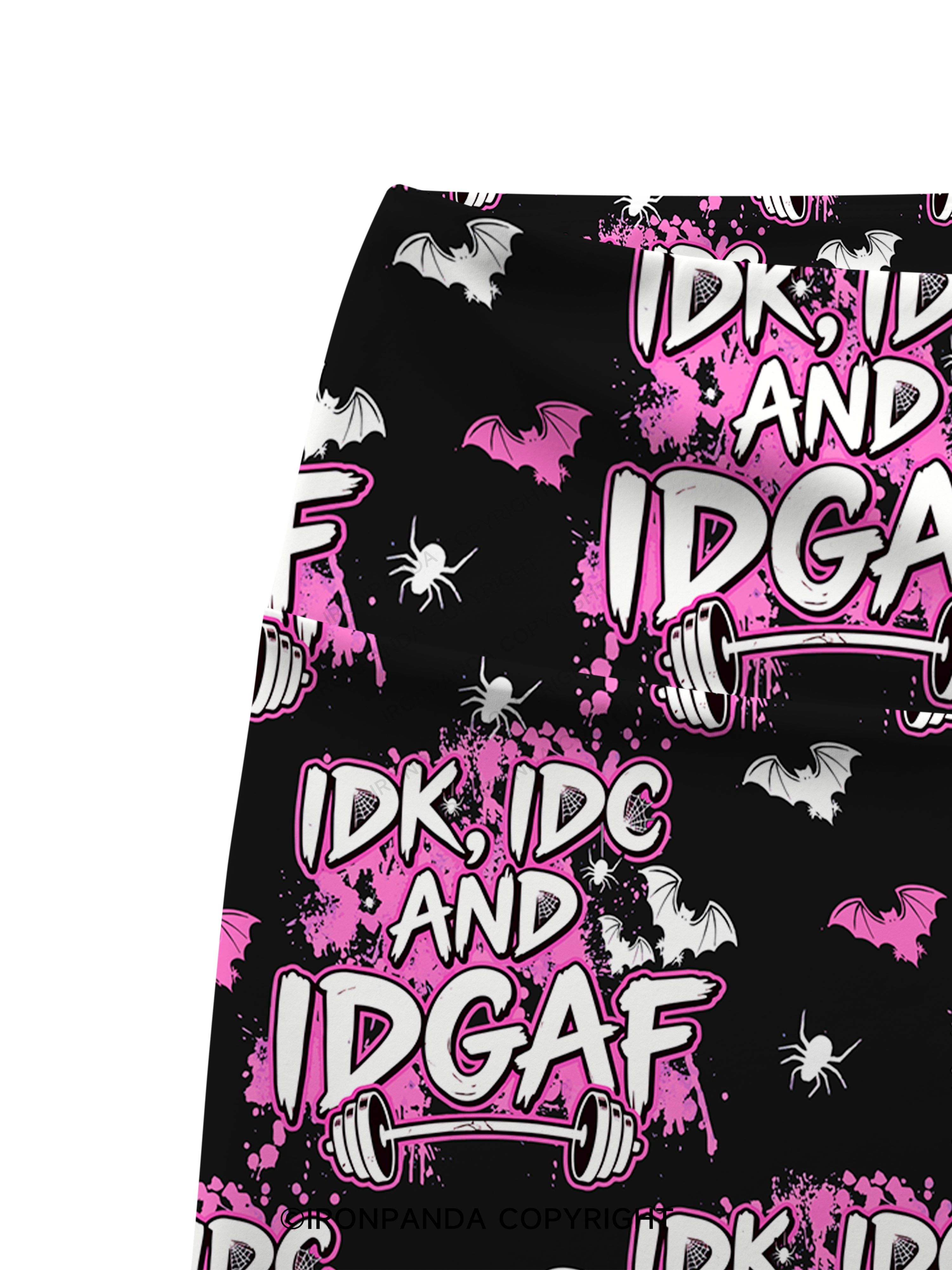 IDK, IDC AND IDGAF Printed Yoga Cycling Shorts