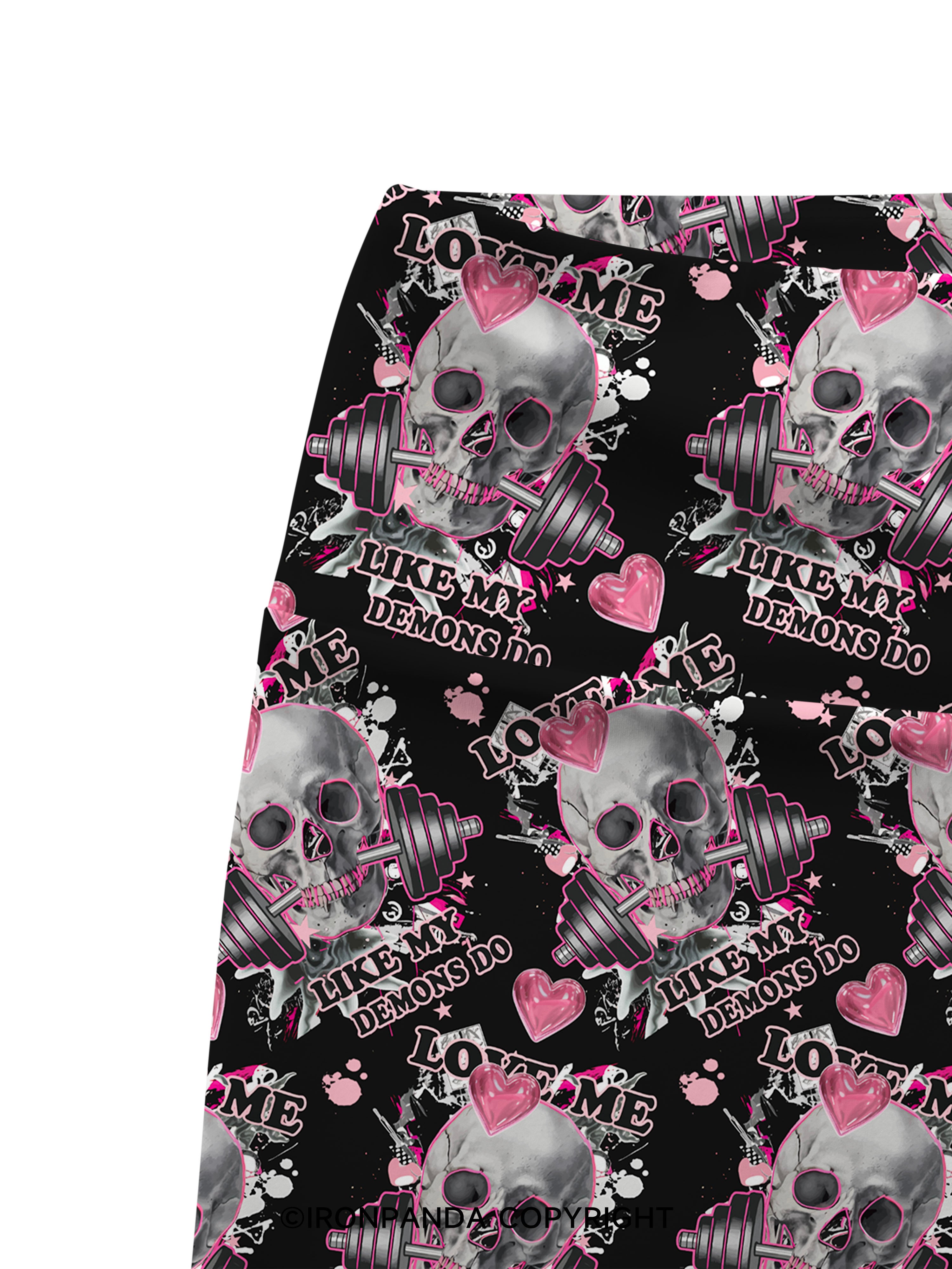 LOVE ME LIKE MY DEMONS DO Printed Yoga Cycling Shorts