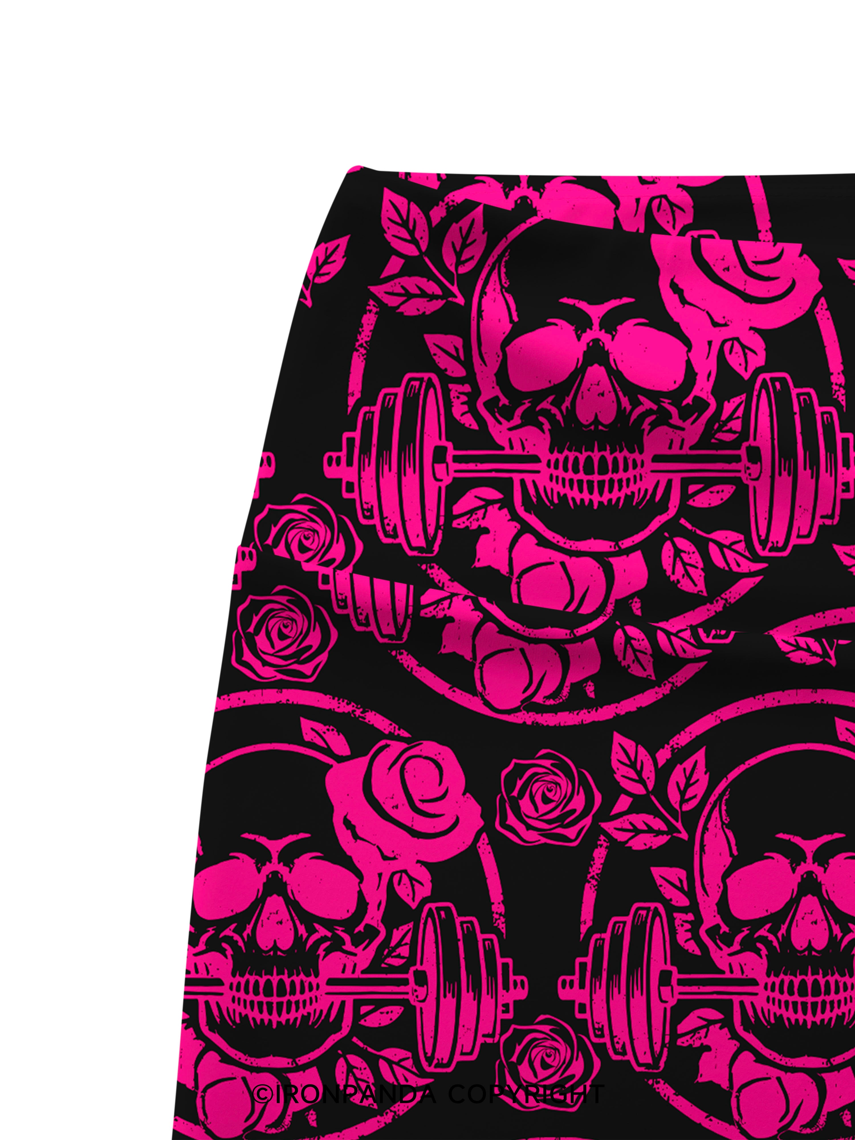 DEADLY BLOSSOM SKELETON Printed Yoga Cycling Shorts