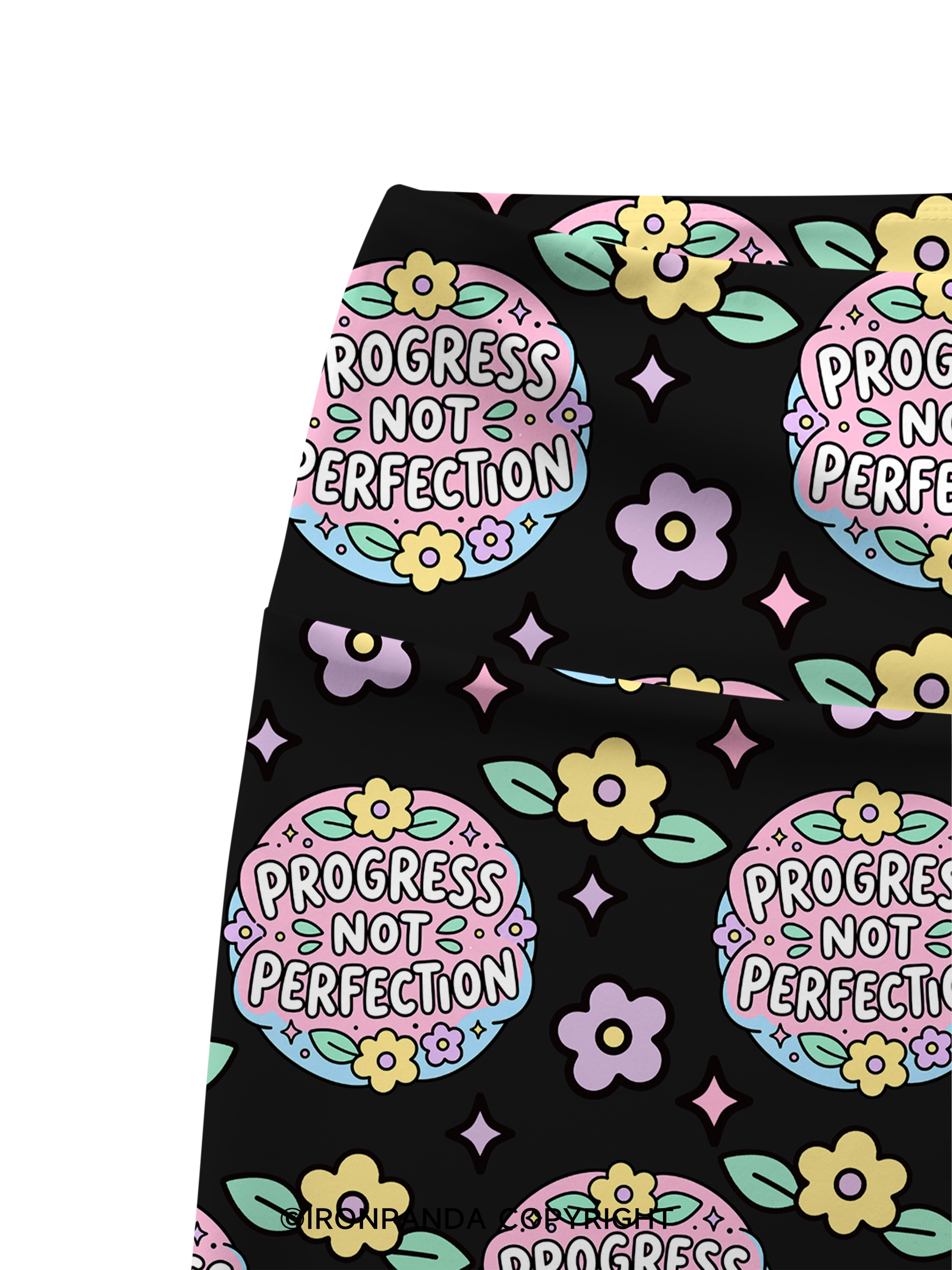 PROGRESS NOT PERFECTION Printed Yoga Cycling Shorts