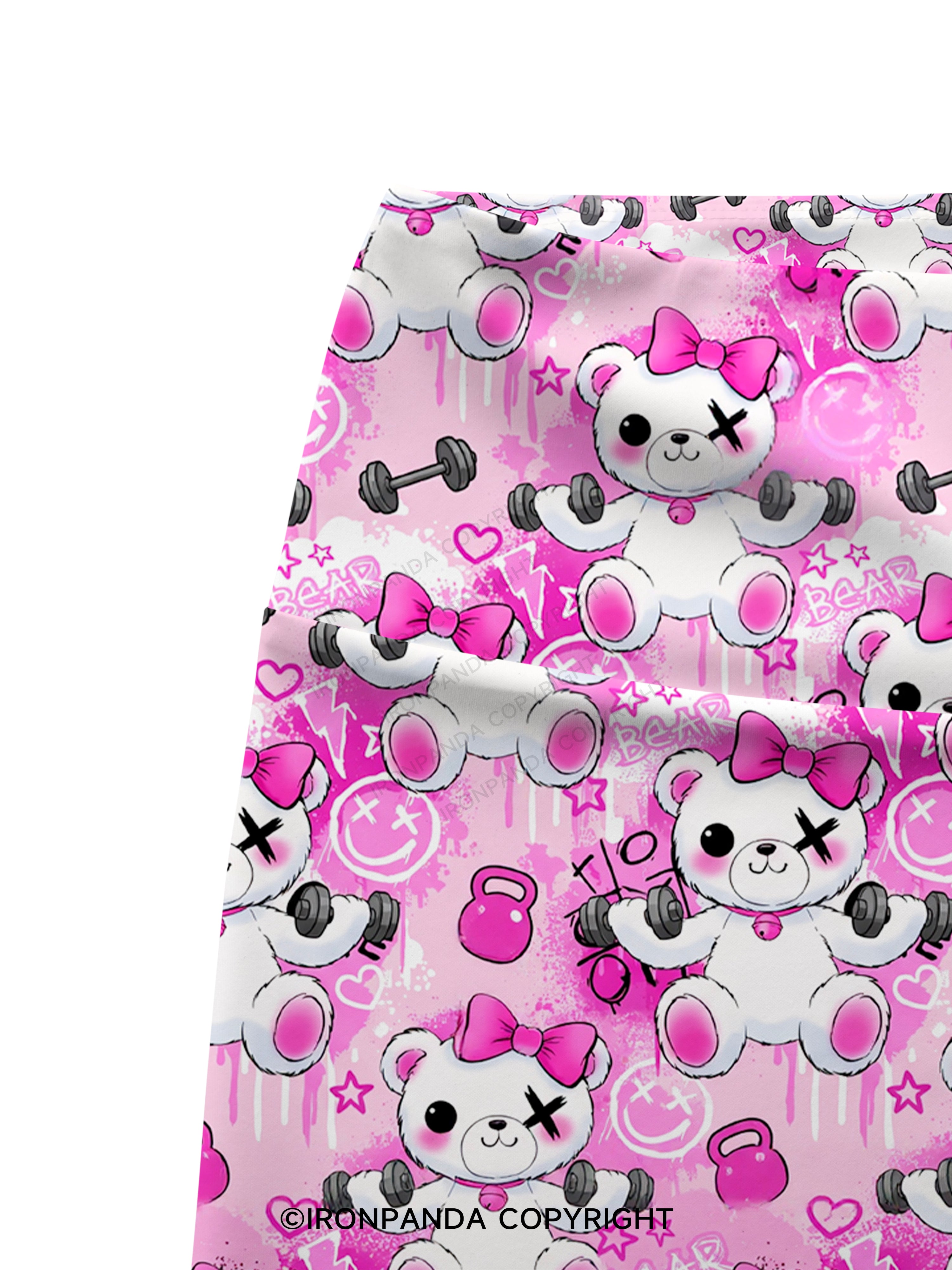 Lifting Bear Printed Yoga Cycling Shorts