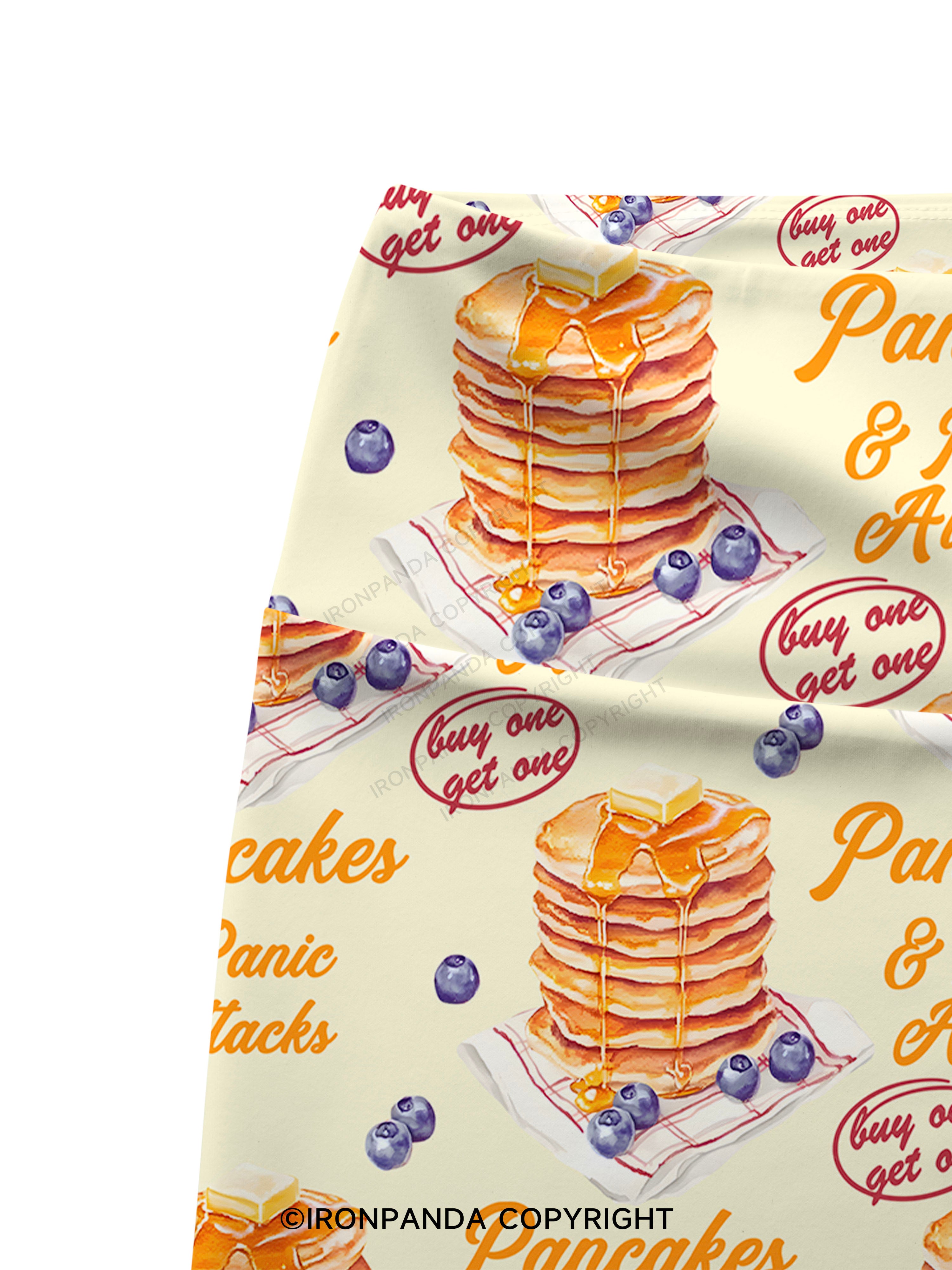 Pancakes & Panic Attacks Gym Printed Yoga Cycling Shorts