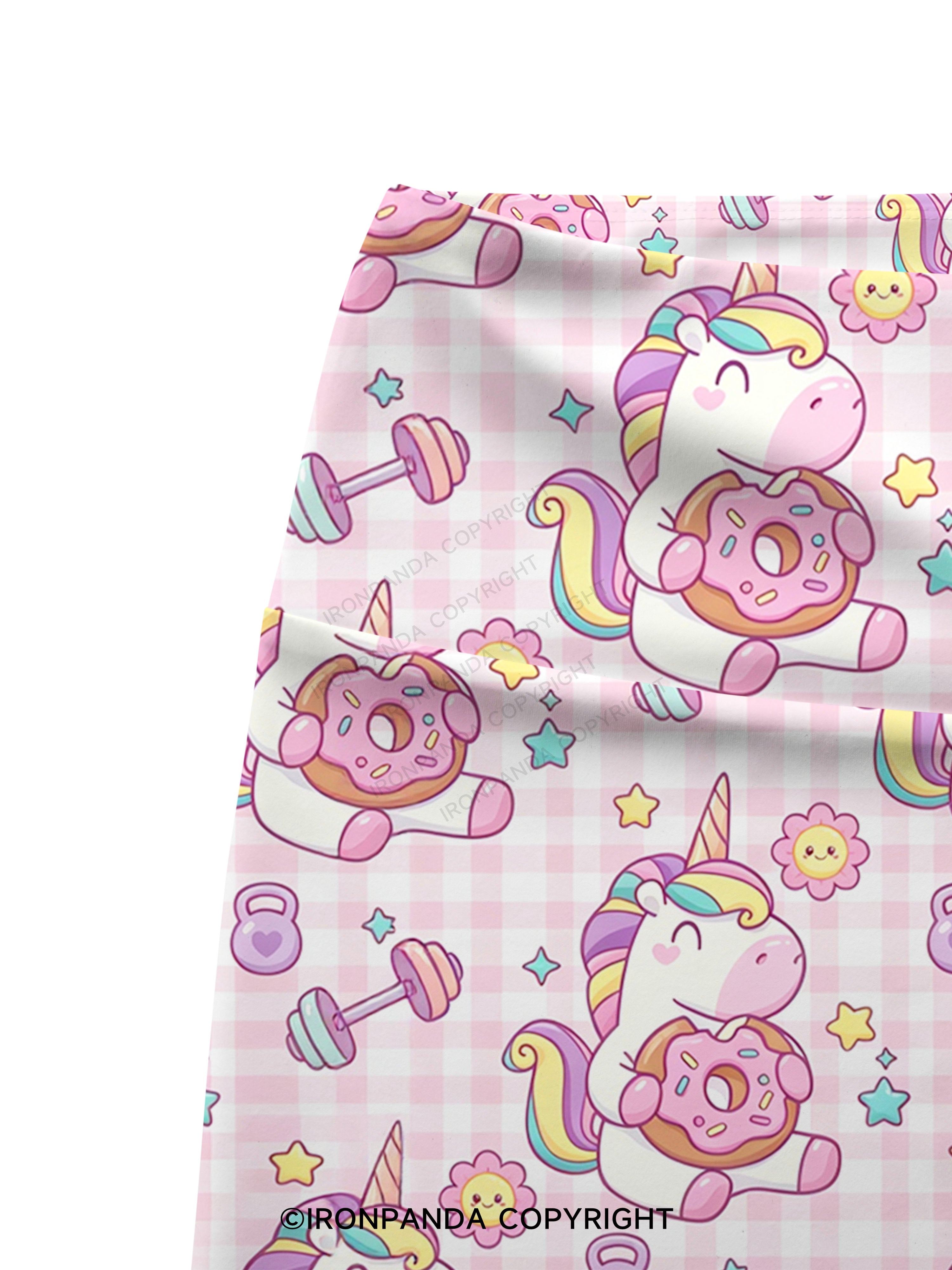 Checkerboard Gym Unicorn Printed Yoga Cycling Shorts