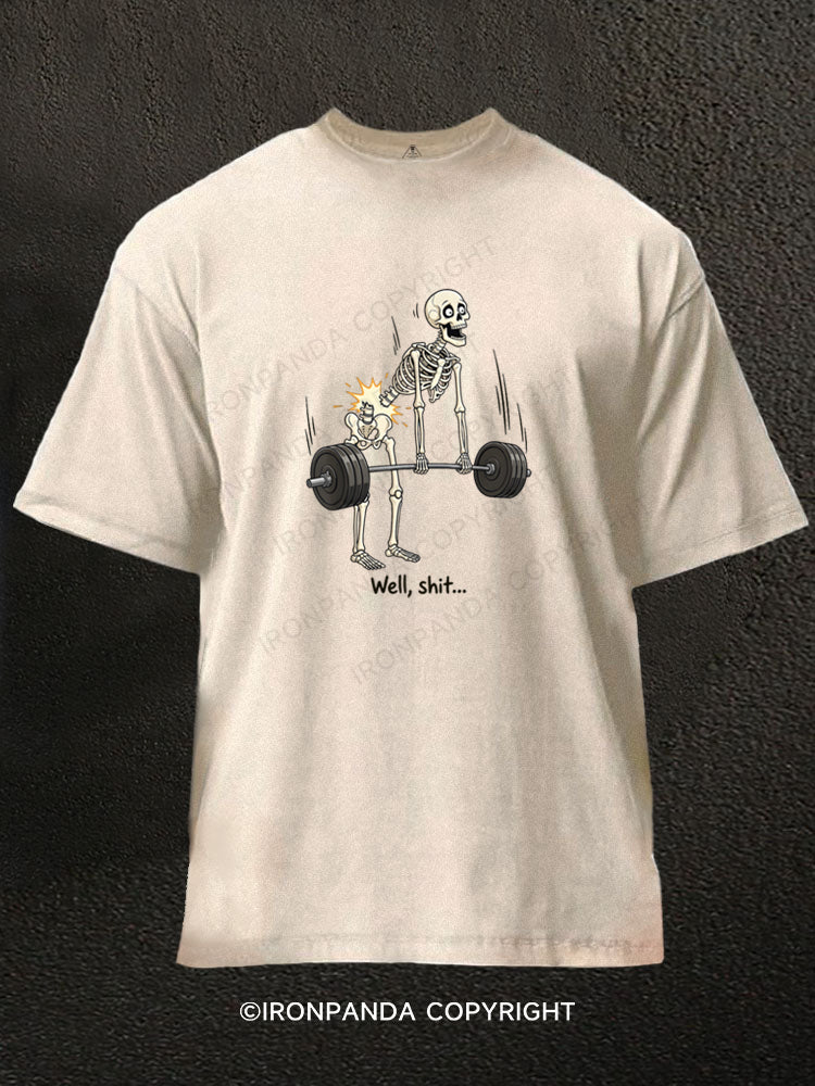 Well Shit Skeleton Deadlift Washed Gym Shirt