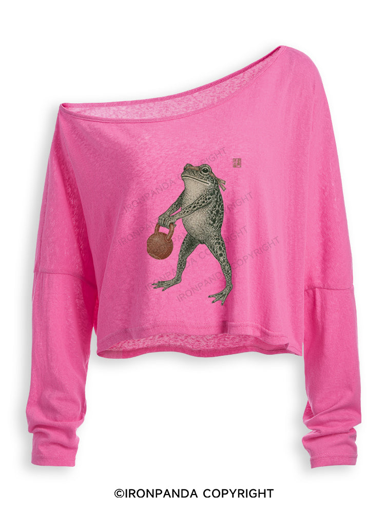 GYM FROG JAPANESE STYLE Off Shoulder Long Sleeve Crop Top