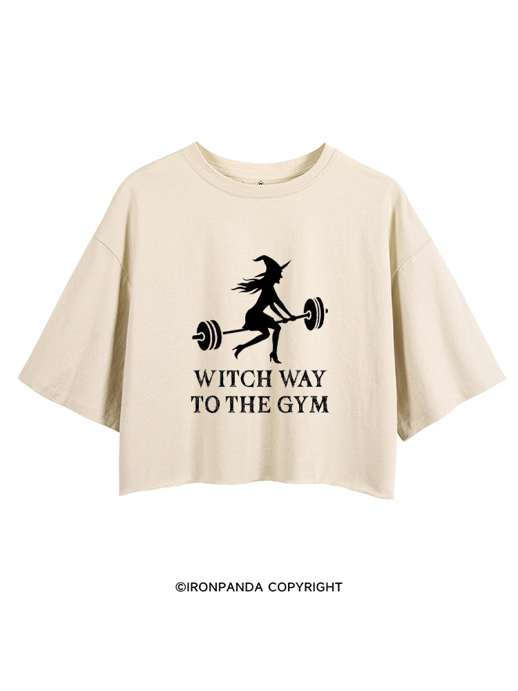 Witch Way To The Gym Funny Halloween CROP TOPS