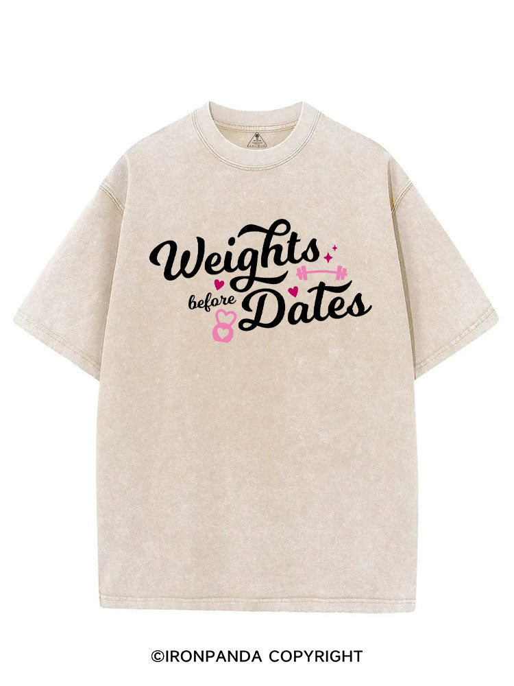 WEIGHTS BEFORE DATES FUNNY GYM VINTAGE GYM SHIRT