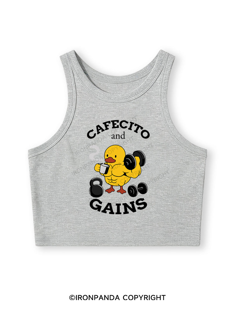CAFECITO AND GAINS Fitted Crop Tank Top