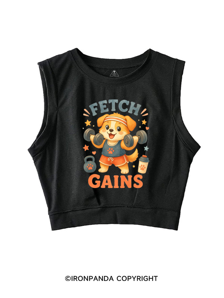 FETCH GAINS GYM DOG SLEEVELESS CROP TOPS