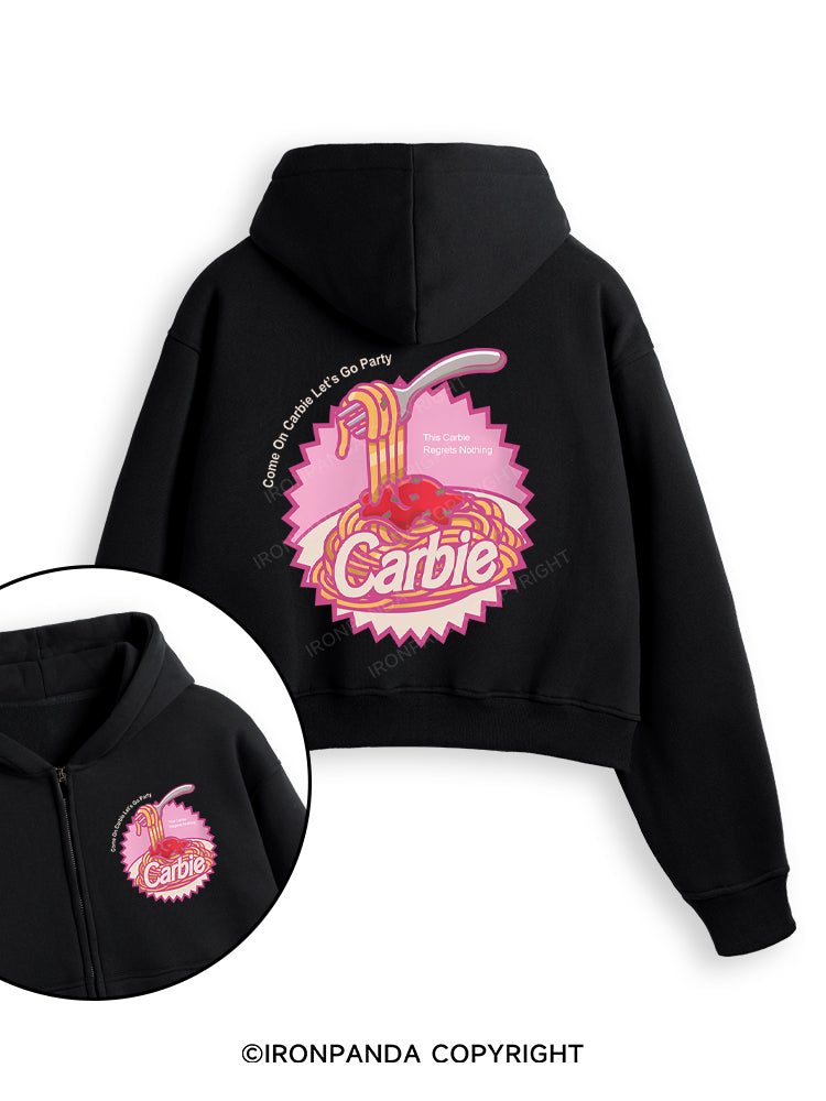Carbie I Love Carbs Bread Pasta Pizza Fleece Crop Zip Up Hoodie